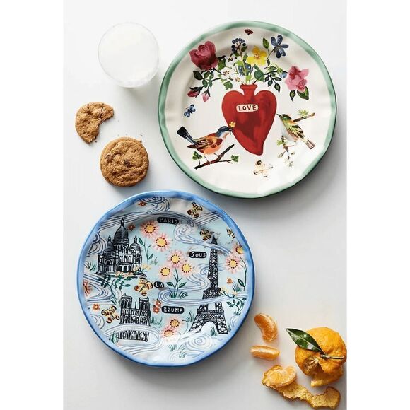 Anthropologie Nathalie Lete Paris Brume Eiffel Tower Francophile Dinner Plate - Picture 2 of 6